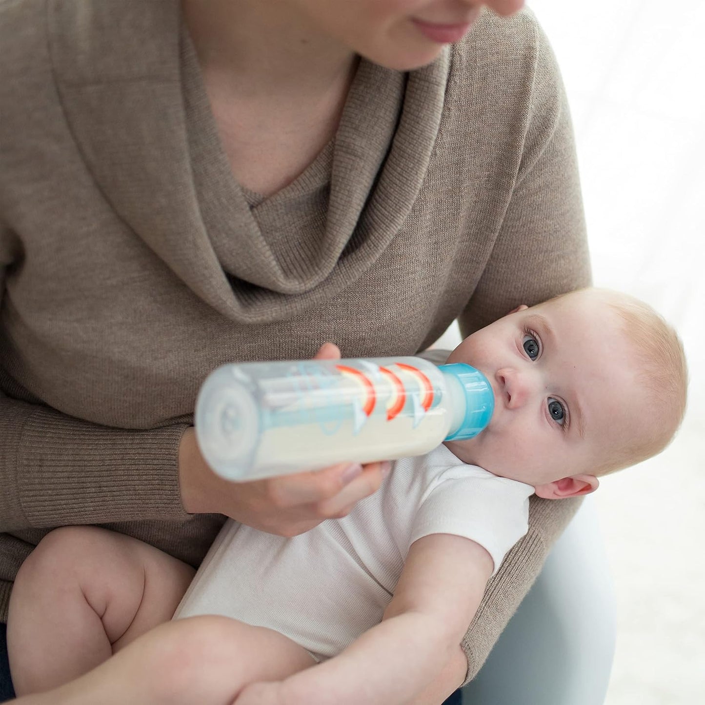 Dr. Brown's Anti-Colic Options+ Narrow Sippy Bottle Starter Kit, 8oz/250mL, with Level 3 Medium-Fast Flow Nipple and Soft 100% Silicone Sippy Spout, Blue, BPA Free, 6m+
