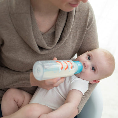 Dr. Brown's Anti-Colic Options+ Narrow Sippy Bottle Starter Kit, 8oz/250mL, with Level 3 Medium-Fast Flow Nipple and Soft 100% Silicone Sippy Spout, Blue, BPA Free, 6m+