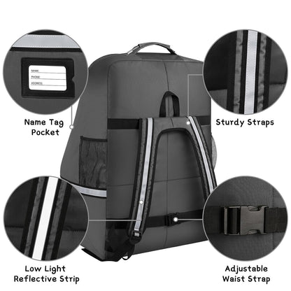 Car Seat Travel Bag,Padded Car Seats Backpack with Steel Cable Handle and Reflective Stripes, Large Durable Carseat Carrier Bag,Airport Gate Check Bag,Infant Seat Travel Bag with Shoulder Strap,Black