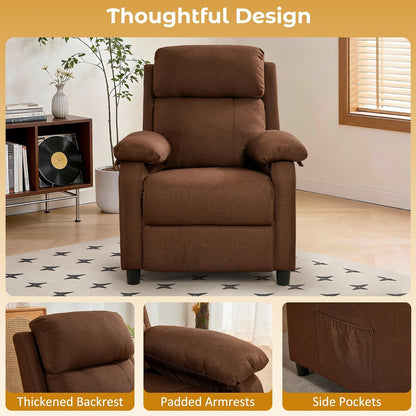 Korser Recliner Chair, 360 Swivel Rocker Chair for Adults, Small Rocking Recliner for Small Spaces, Upholstered Fabric Glider Recliner Nursery