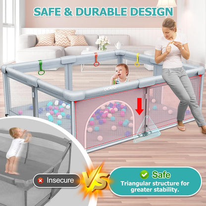 OCATO Baby Playpen Play Pen: Foldable Playpen for Babies and Toddlers Playard for Indoor Outdoor Activity Center Game Fence Safety Area Toddler Play Pen for Babies 6-12 Months Baby Gifts (50" × 50")