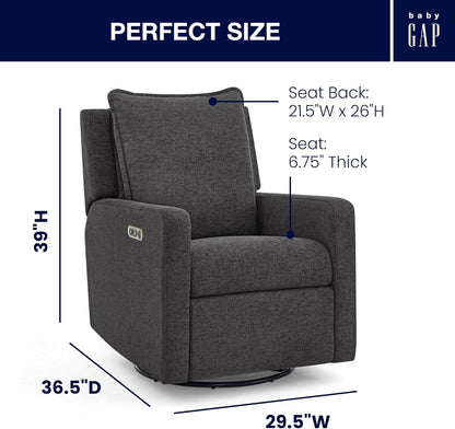 babyGap Harlowe Power Recliner with USB-A and Type-C Ports by Delta Children - Greenguard Gold Certified – Stain-Resistant Performance Fabric is Oeko-TEX Standard 100 Certified, Sand