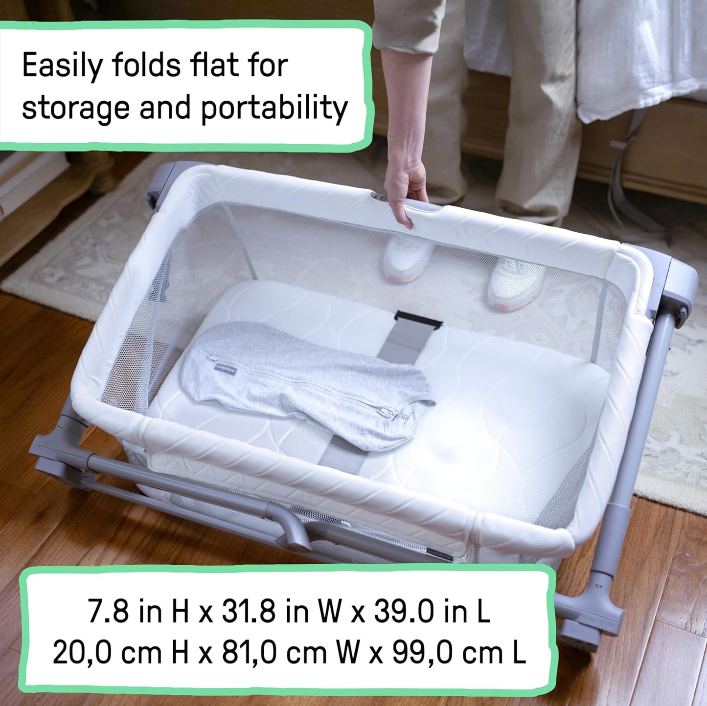 Ingenuity Dream Hero Starlight 3-in-1 Co-Sleeping Bassinet and Crib - Lume (Grey), Unisex, Newborn to 12 Months