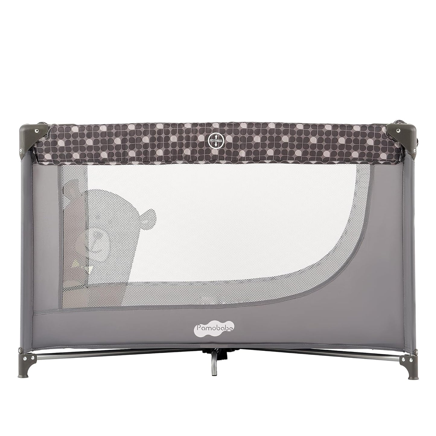 Pamo Babe Compact Pack and Play - Portable Crib for Baby, Lightweight Foldable Travel Playard with Mattress Pad & Carry Bag, Safe Breathable Travel Bed for Home, Trips & Family Visits, Black