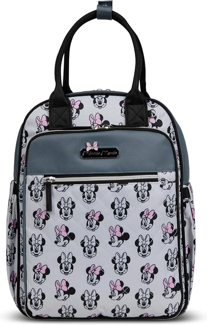 Disney Diaper Bag Backpack with Changing Pad Minnie Mouse – 16” Nylon Baby Bag for Parents, Insulated Bottle Holders, Multiple Storage Pockets