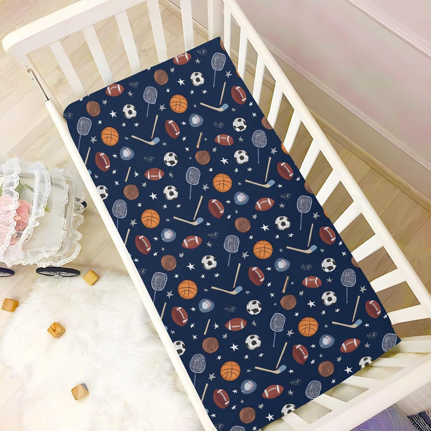 Baby Crib Sheet Cute Goose Flowers Crib Mattress for Boys and Girls Playard Sheet Soft Breathable Fitted Baby Mattress Cover 52x28in