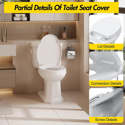 Toilet Seat with Toddler Seat Elongated, PP Material Family Toilet Seat Cover, Soft Close Adult & Toddler Seats, Easy to Clean, Safe Potty Training Solution for Kids, Bathroom Upgrade for Home