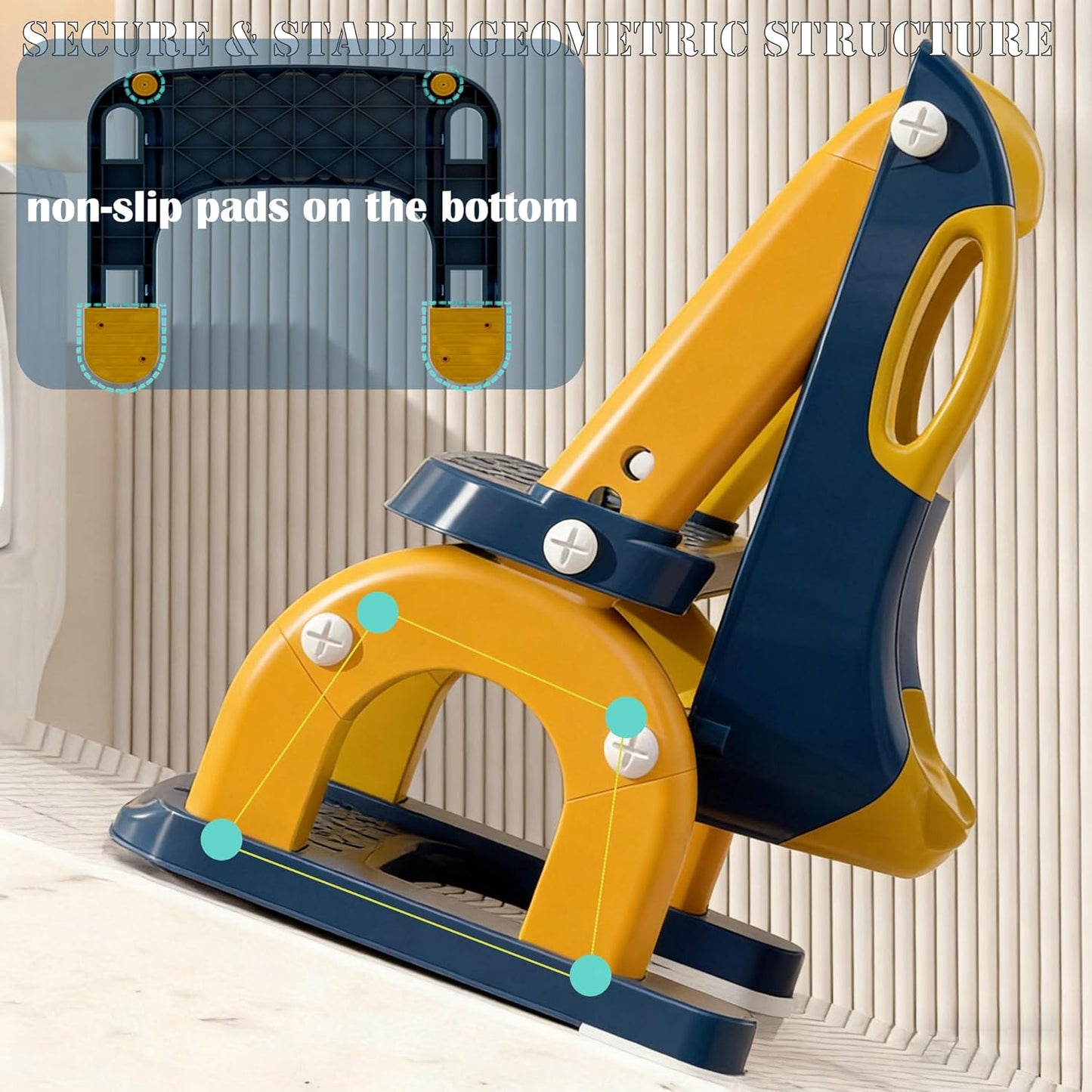 2-in-1 Potty Training Seat Toddler Potty Training Seat with Step Stool Foldable Ladder Adjustable Toddler Toilet Chair for Boys&Girls Splash Guard (Blue Yellow)