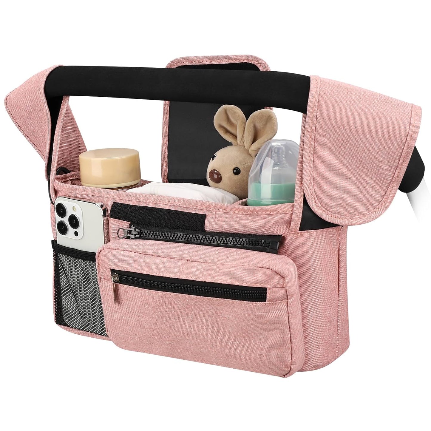 Accmor Universal Stroller Organizer with Insulated Cup Holder Detachable Phone Bag and Shoulder Strap,Stroller Bag Caddy Organizer Fits for Uppababy, Baby Jogger, Britax Strollers