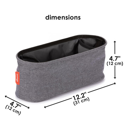 Diono Buggy Buddy Universal Stroller Organizer with Cup Holders, Secure Attachment, Zippered Pockets, Safe & Secure, Gray