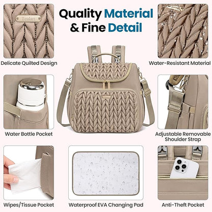 Tealari 4 in 1 Convertible Diaper Bag Backpack,Waterproof Baby Diaper Bag with Changing Pad,Converts into Baby Tote Bag,Diaper Backpack,Stroller Bag and Crossbody Diaper Bag