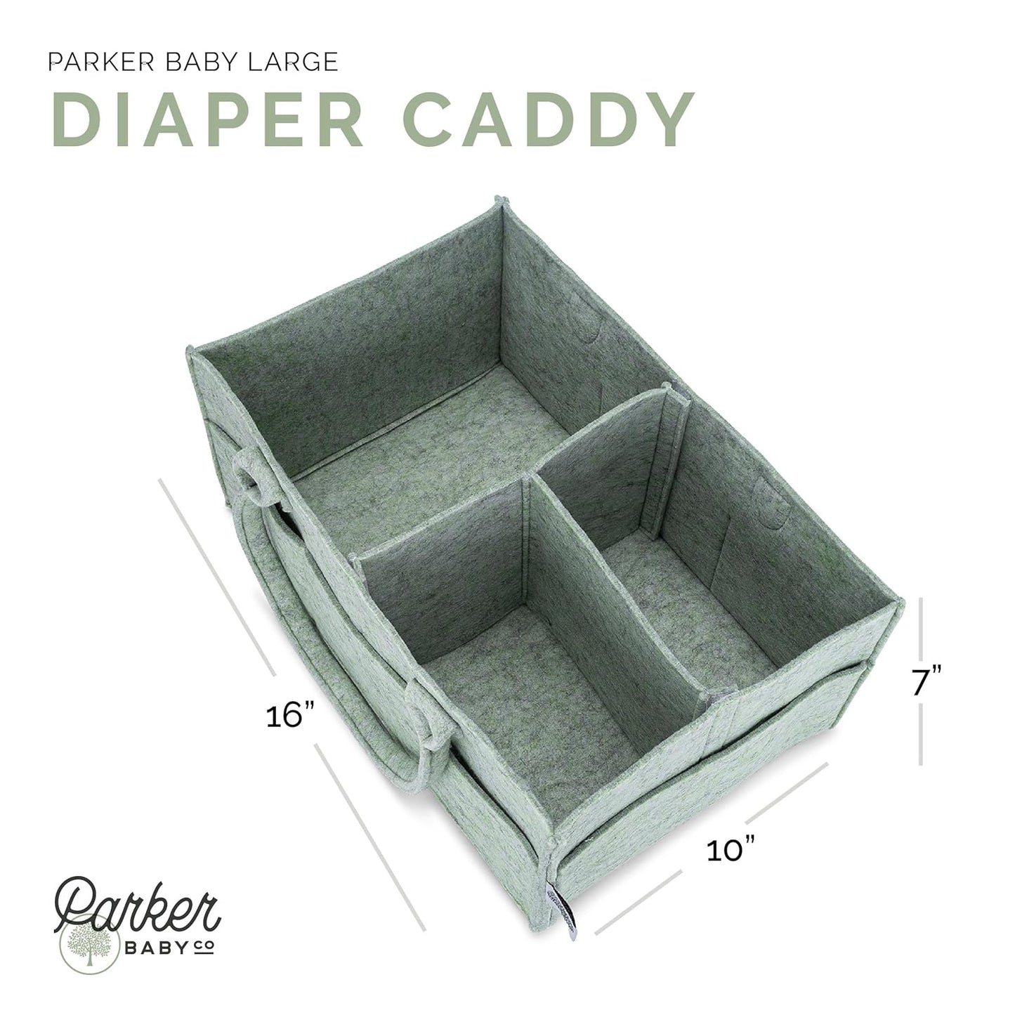 Parker Baby Diaper Caddy - Nursery Storage Bin and Car Organizer for Diapers and Baby Wipes - White, Large