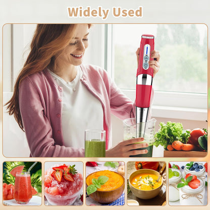 Toogel Cordless Immersion Blender, Electric Hand Blender with 21-Speed & 3-Angle Adjust, USB Rechargeable, BPA-Free & Dishwasher Safe for Baby Food, Smoothies, Soup (Grey)