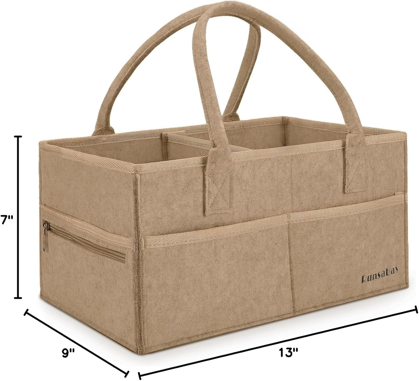 Runsabay. Diaper Caddy Organizer for Newborn Baby Essentials, Large Nursery Storage Bin, Car Organizer for Baby Diapers and Wipes, Baby Basket with Handles - Pink