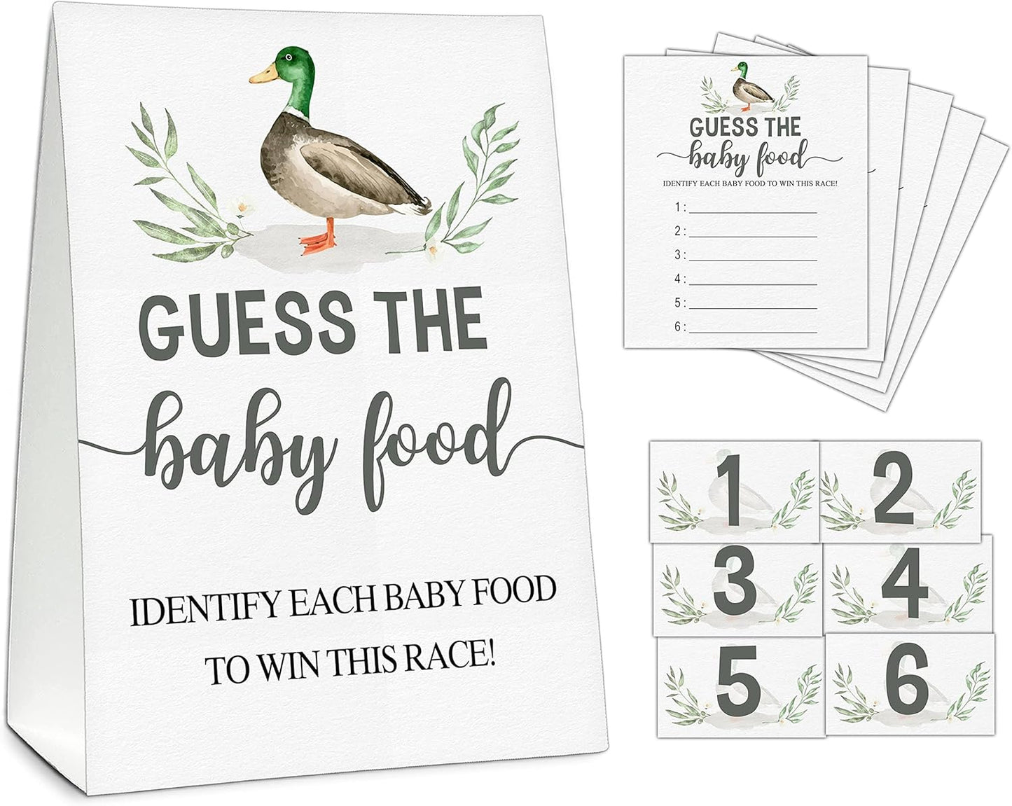 Guess the Baby Food Party Games, Baby Shower Game Set, 1 Standing Sign + 25 Answer Cards + 6 Number Cards, Boho Wild West Gender Reveal Party Decoration Supplies -B05