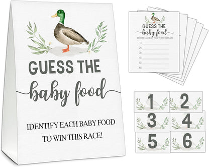 Guess the Baby Food Party Games, Baby Shower Game Set, 1 Standing Sign + 25 Answer Cards + 6 Number Cards, Boho Wild West Gender Reveal Party Decoration Supplies -B05
