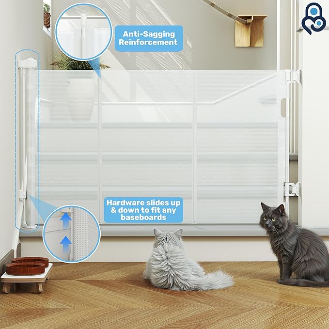 Baby Proof Me Retractable Baby Gates for Stairs & Doorways - 71” Wide Mesh Safety Gate for Toddlers, Dog & Pets - Use for Indoor/Outdoor, Hallways, Deck, Porch - Easy Installation, Secure Closure