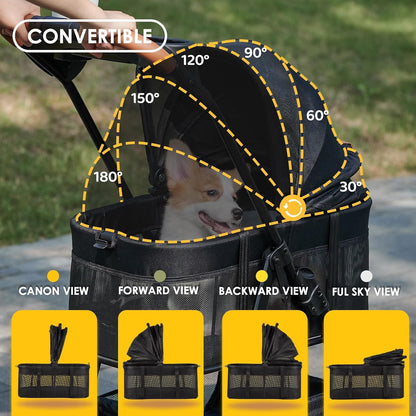 Zoosky 3 in 1 Pet Stroller with Removable Carrier, Folding Stroller for Small/Medium Dogs and Cats, Waterproof, All-Terrain, with Sun Shades, Car Seat
