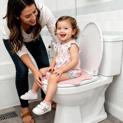 Foldable Travel Potty Seat for Toddler, Portable Toilet Training Seat for Kids on The Go, Fits Round & Oval Toilets with Non-Slip Base & Travel Bag for Car Airplane Essentials, Grey