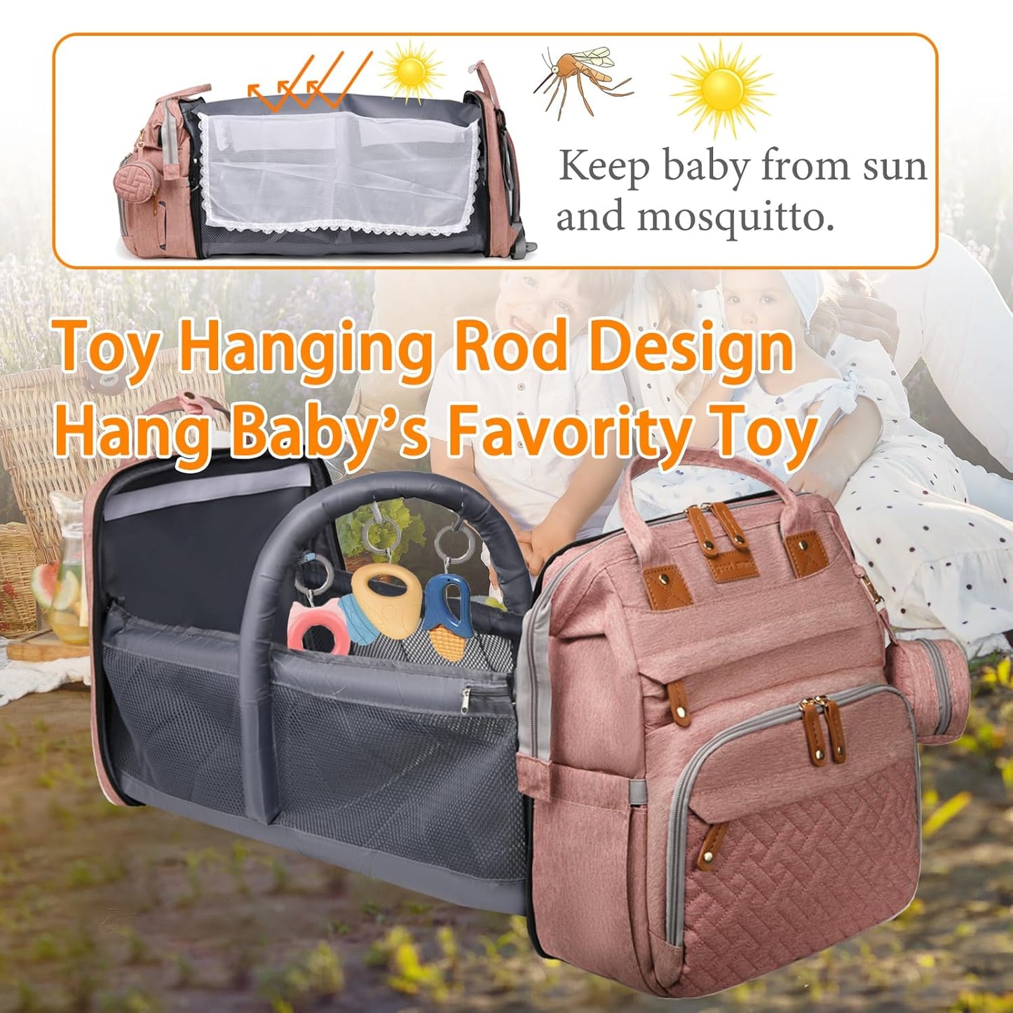 Astro alan Baby Diaper Bag with Changing Station, Waterproof Diaper Bag Backpack for Moms Dads with USB Charging Port, Baby Shower Gifts, Large Capacity diaper backpack, Grey