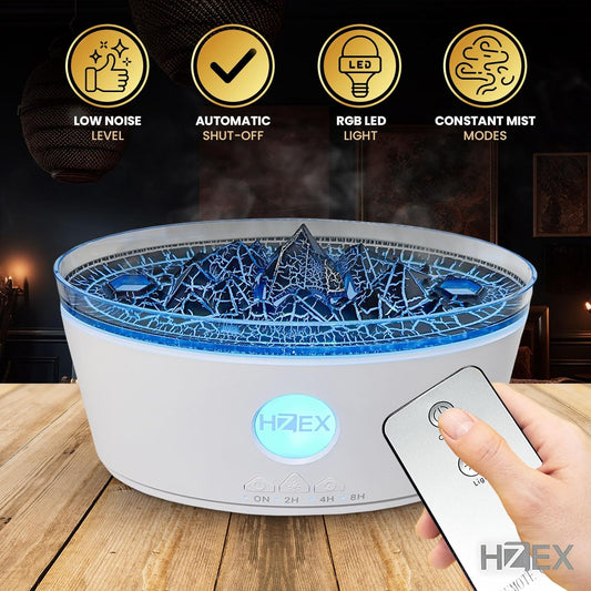 HZEX 2-in-1 300ml Ultrasonic Essential Oil Diffuser Humidifier, Lava Rock Design, w/Auto Safety-Shutoff, Remote Control, LED Lights, Quiet Long-Lasting Scent Diffuser for Bedroom Home Nursery Office