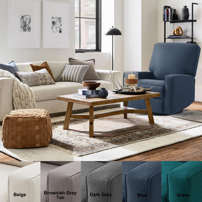 Harkawon Swivel Rocker Recliner Chair, Glider Rocker Recliner, Rocking Chair Nursery, Fabric Chair with High Back, Deep Seat, for Living Room, Bedroom, Beige