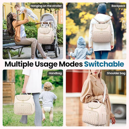 Tealari 4 in 1 Convertible Diaper Bag Backpack,Waterproof Baby Diaper Bag with Changing Pad,Converts into Baby Tote Bag,Diaper Backpack,Stroller Bag and Crossbody Diaper Bag
