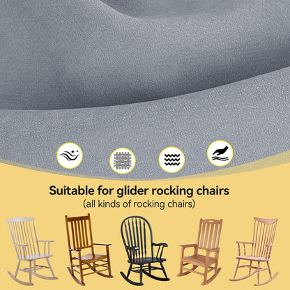 Millsilo Rocking Chair Cushions 3-Piece Set with Neck Pillow, Indoor Rocker Comfortable Tufted Non-Slip Pads with Ties, High-Density Foam Cushion for Adirondack Glider Chair, Orange, 52 x 19 x 4 Inch