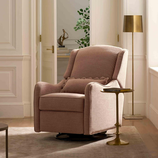 Namesake Devon Recliner and Swivel Glider in Performance Dusty Rose Eco-Basketweave, GREENGUARD Gold and CertiPUR-US® Certified