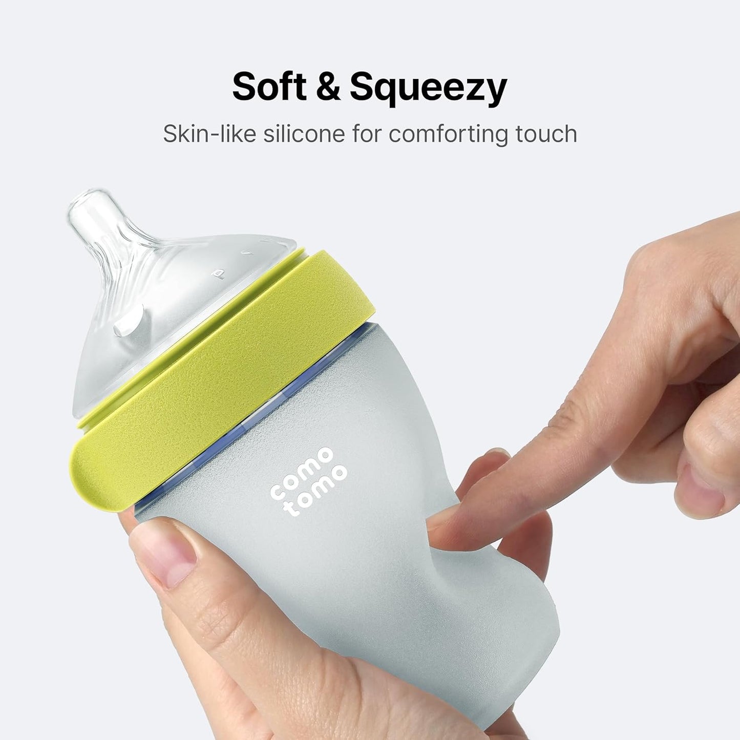Comotomo Silicone Baby Bottle Gen 2 – 2026 Release (8oz) – Soft, Wide-Neck Bottle for Comfortable Feeding with Dual Anti Colic Vents (Includes Medium Flow Nipples), Yellow (Double Pack)
