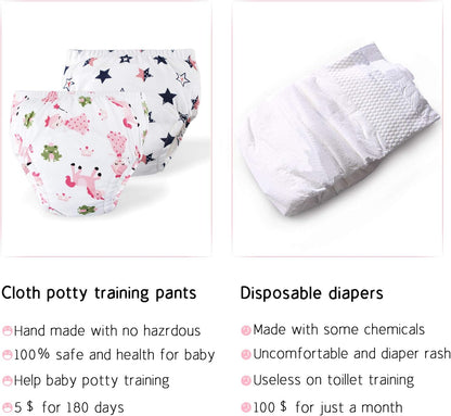 Toddler Potty Training Pants 4 Pack,Cotton Training Underwear Size 2T,3T,4T,Waterproof Underwear for Kids