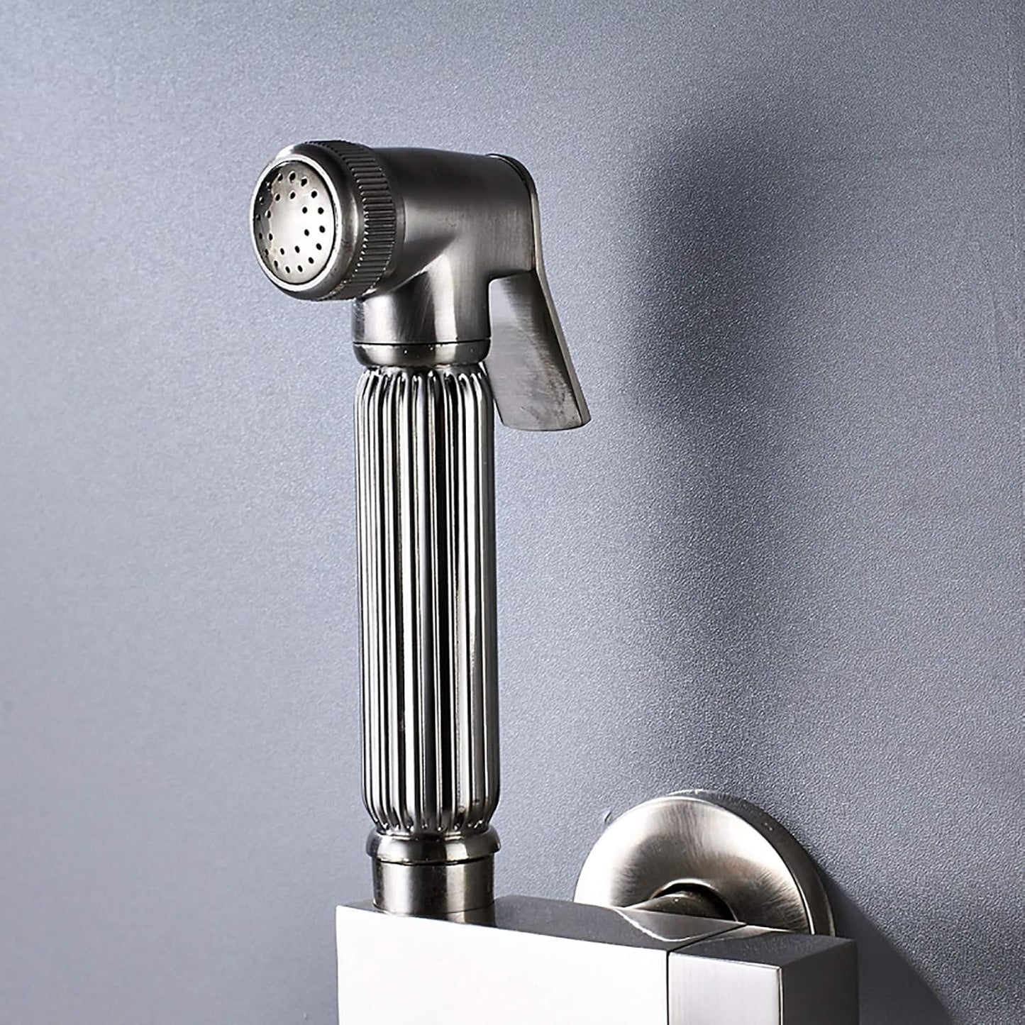 Handheld Bidet Sprayer for Toilet with Single Cold Water, Wall Mounted Bathroom Cloth Diaper Set Brass Kit for Pet Bathing, Personal Hygiene,Brushed Nickel(Chrome)