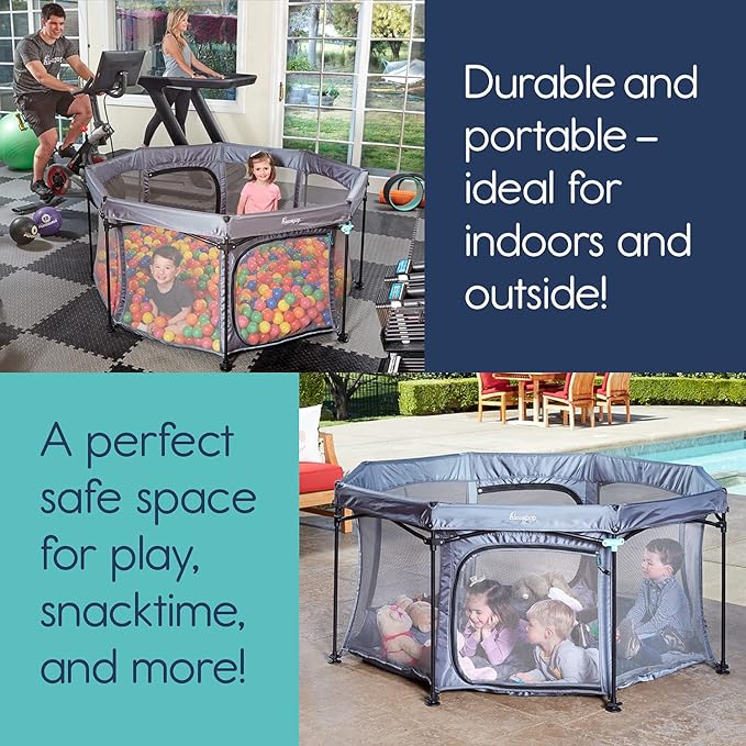 Hiccapop XL 69” Deluxe Outdoor Baby Playpen with Canopy for Babies and Toddlers with Dome, Sun-Shades, Padded Floor | Pop Up Playpen for Beach or Home, Portable