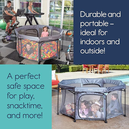 Hiccapop XL 69” Deluxe Outdoor Baby Playpen with Canopy for Babies and Toddlers with Dome, Sun-Shades, Padded Floor | Pop Up Playpen for Beach or Home, Portable