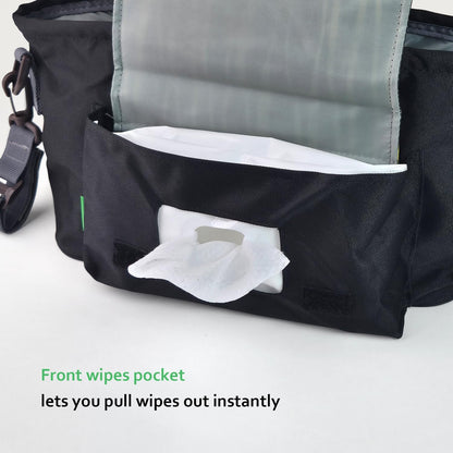 carrotez Universal Stroller Caddy – Large Capacity Organizer with Cup Holders & Front Wipes Pocket