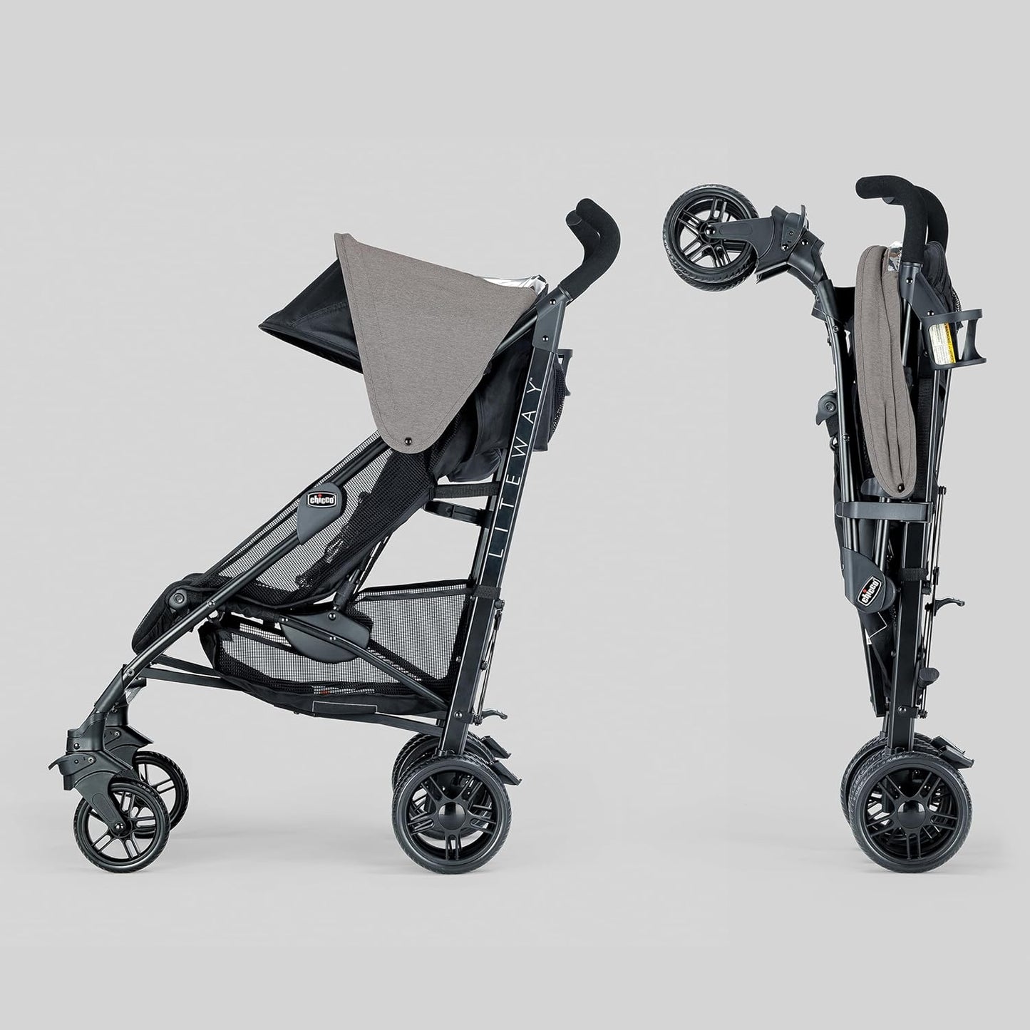 Chicco Liteway Stroller, Compact Fold Baby Stroller with Canopy, Lightweight Aluminum Frame Umbrella Stroller, for Use with Babies and Toddlers up to 40 lbs, Dune/Brown