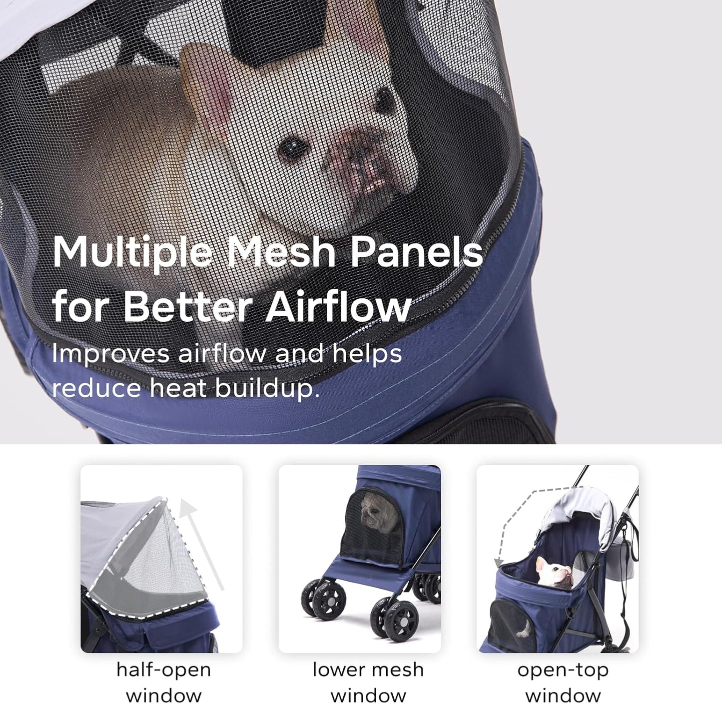 10lbs Ultra-Lightweight Pet Stroller - Compact Folding Umbrella Stroller with Durable Shoulder Strap, 3-Compartment Organizer & Cup Holder - Portable Dog Cat Travel Carriage, Dark Gray