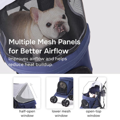 10lbs Ultra-Lightweight Pet Stroller - Compact Folding Umbrella Stroller with Durable Shoulder Strap, 3-Compartment Organizer & Cup Holder - Portable Dog Cat Travel Carriage, Dark Gray