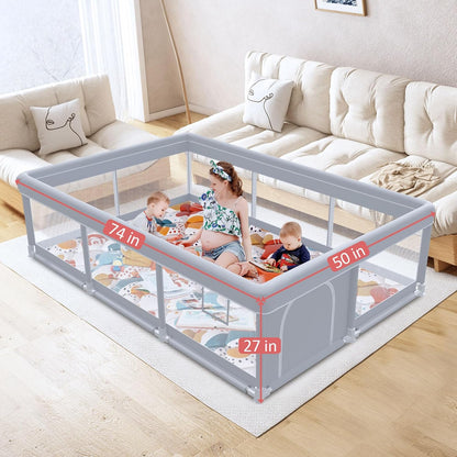 Baby Playpen with Mat 50x50 Inch, Play Pen for Babies and Toddlers with Gate, Baby Fence Sturdy Safety Playpen, Indoor & Outdoor Kids Activity Center