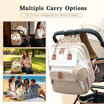 DERJUNSTAR Large Diaper Bag Backpack, Baby Dipaer bag with Insulated Bottle Holders, USB Charging Port, Travel Diaper Backpack for Mom & Dad