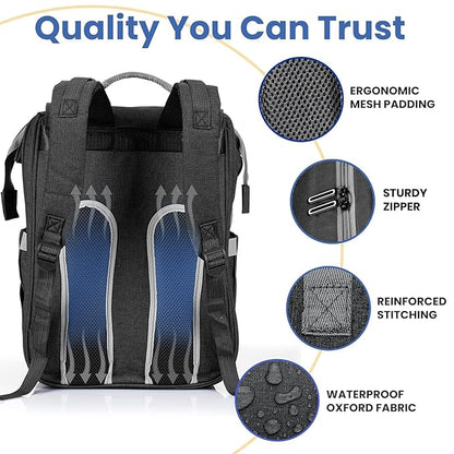 PILLANI Baby Diaper Bag Backpack - Baby Bags for Girls & Boys, Large Waterproof Diaper Backpack - Baby Shower Gifts & Registry Must Haves - Travel Diaper Bags with Changing Pad - Stuff for Newborn