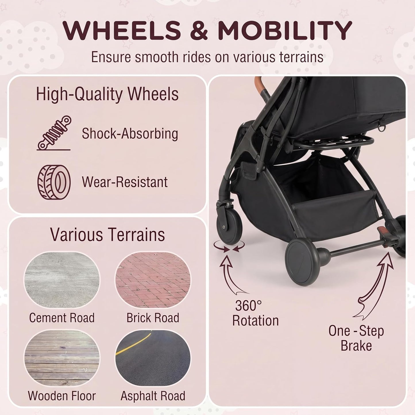 HONEY JOY Lightweight Baby Stroller, Compact Travel Stroller w/Aluminum Frame, Footmuff, EVA Wheels w/Spring Suspension, Multi-Position Recline, One-Hand Fold Luggage Handle for Toddlers (Gray)