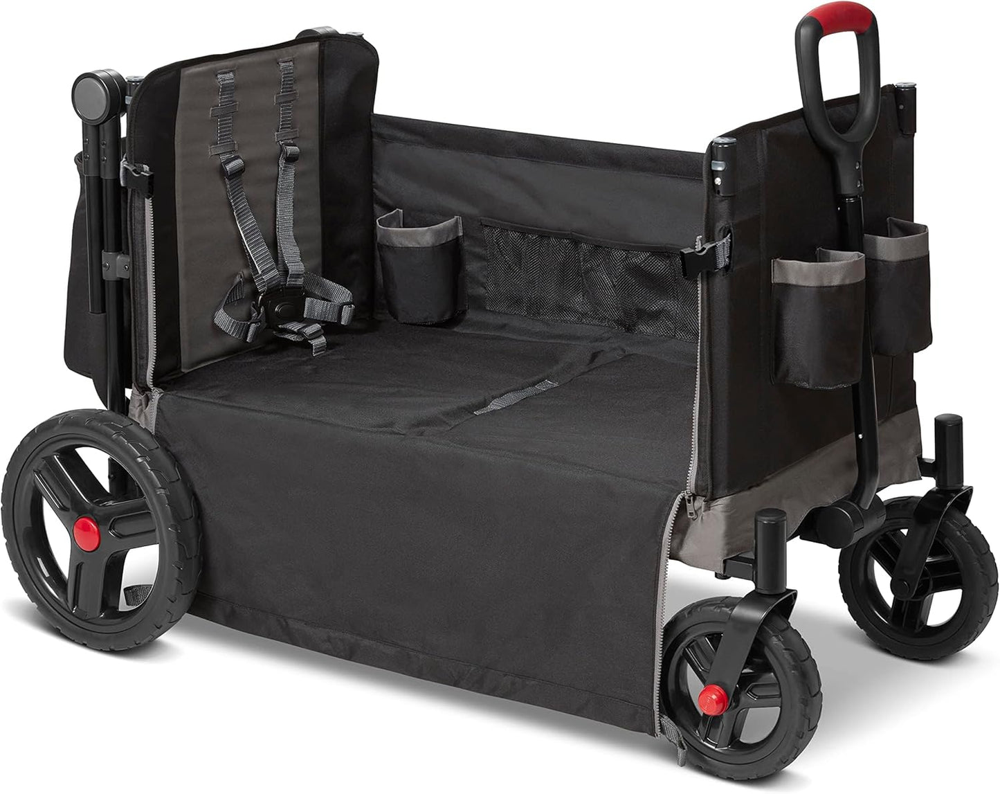 Radio Flyer City Luxe Stroll 'N Wagon, for Ages 1+, 3-in-1 Push or Pull, with Bench Mode, Easy Fold, UV Canopy, 5-Point Harnesses, Front Caster Wheels & 12" Rear Wheels, Stroller Wagon for Kids