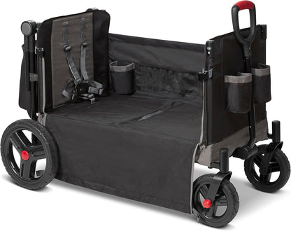 Radio Flyer City Luxe Stroll 'N Wagon, for Ages 1+, 3-in-1 Push or Pull, with Bench Mode, Easy Fold, UV Canopy, 5-Point Harnesses, Front Caster Wheels & 12" Rear Wheels, Stroller Wagon for Kids