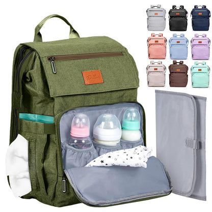PILLANI Baby Diaper Bag Backpack - Large Waterproof Travel Diaper Bag for Boys & Girls, 16 Organizer Pockets with Changing Pad, Insulated Bottle Pockets & Stroller Straps, Baby Shower Gifts, Dinosaur