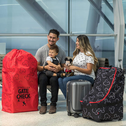 J.L. Childress Gate Check Bag for Single & Some Double Strollers - Travel Bag for Airplane, Fits Most Standard Baby Strollers, Airport Accessories for Gate Check, Flying Essentials - Red