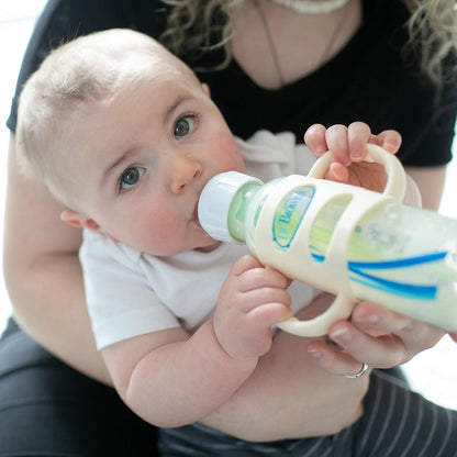 Dr. Brown's Narrow Baby Bottle Handles, 100% Silicone, Easy Grip Removable Handles for Bottle to Sippy Cup Transition, Blue, 4m+