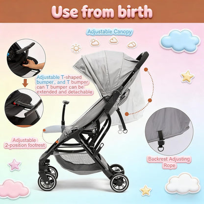 COOL KIDS Portable Stroller with Automatic Fold,Lightweight Umbrella Stroller with Pop Out Sun Canopy,Compact for Travel(Pink)