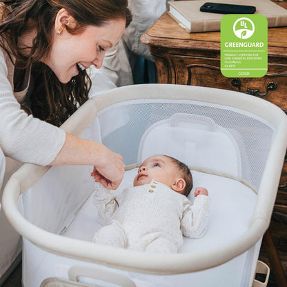 Chicco LullaGlide 3-in-1 Stationary, Gliding, and Portable Baby Bassinet, Waterproof Mattress and Fitted Sheet, Travel Bassinet for Baby Includes Carry Bag, Luna/Grey