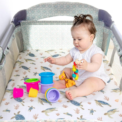 LifeTree Crib Sheets for Baby Unisex - Muslin Fitted Crib Sheets Toddler Bed Sheet, 70% Viscose from Bamboo and 30% Cotton, Fits Mini Crib & Pack and Play Playard, Bear, 26in x 38in